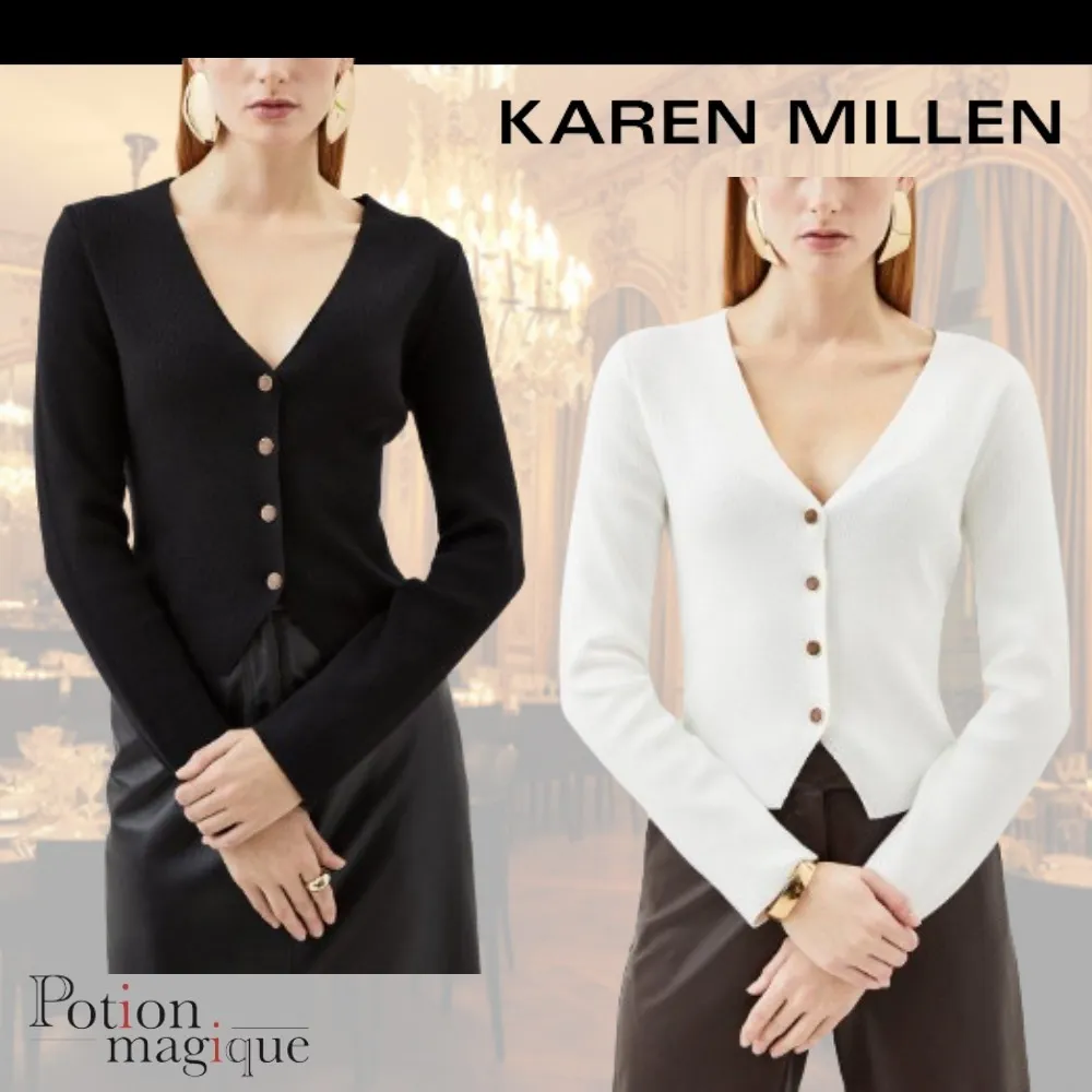 Karen Millen  |Casual Style Blended Fabrics Street Style V-Neck