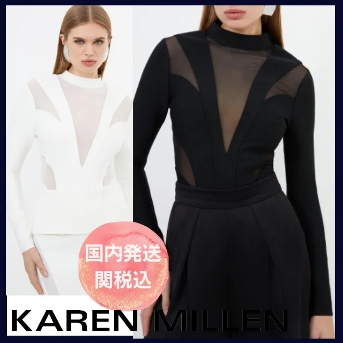 Karen Millen  |Casual Style Long Sleeves Plain Elegant Style