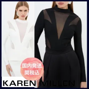 Karen Millen  |Casual Style Long Sleeves Plain Elegant Style