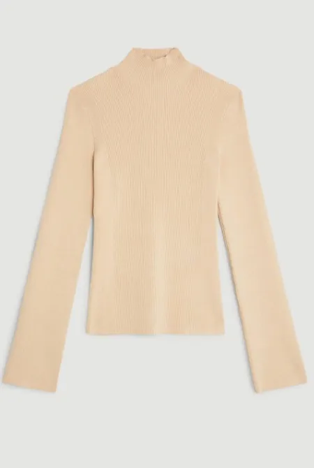 Karen Millen  |Casual Style Long Sleeves Plain High-Neck Elegant Style