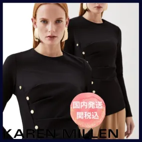 Karen Millen  |Casual Style Long Sleeves Plain Party Style Office Style