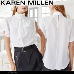 Karen Millen  |Casual Style Plain Short Sleeves Office Style Elegant Style