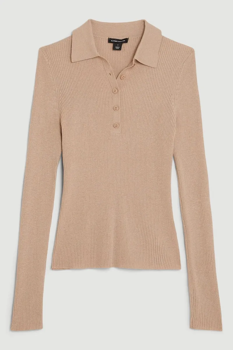 Karen Millen  |Casual Style Wool Rib Street Style Long Sleeves Plain