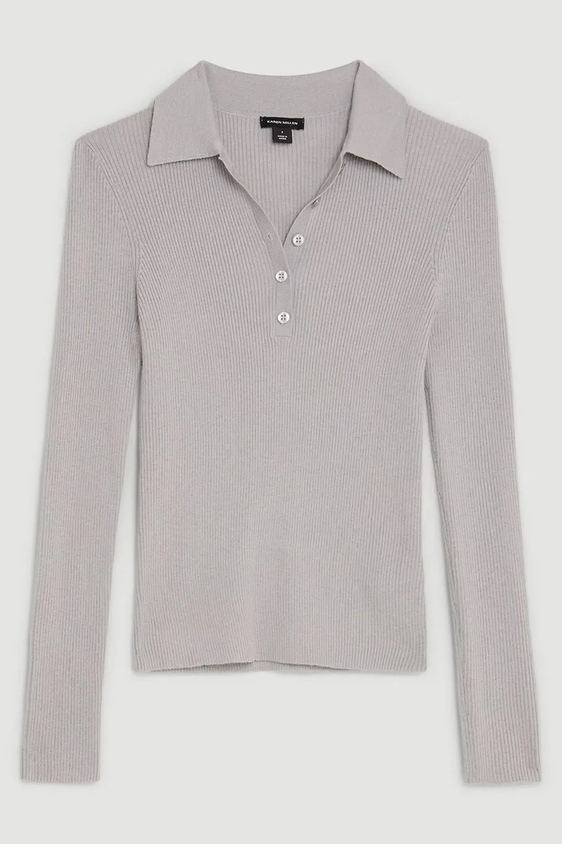 Karen Millen  |Casual Style Wool Rib Street Style Long Sleeves Plain