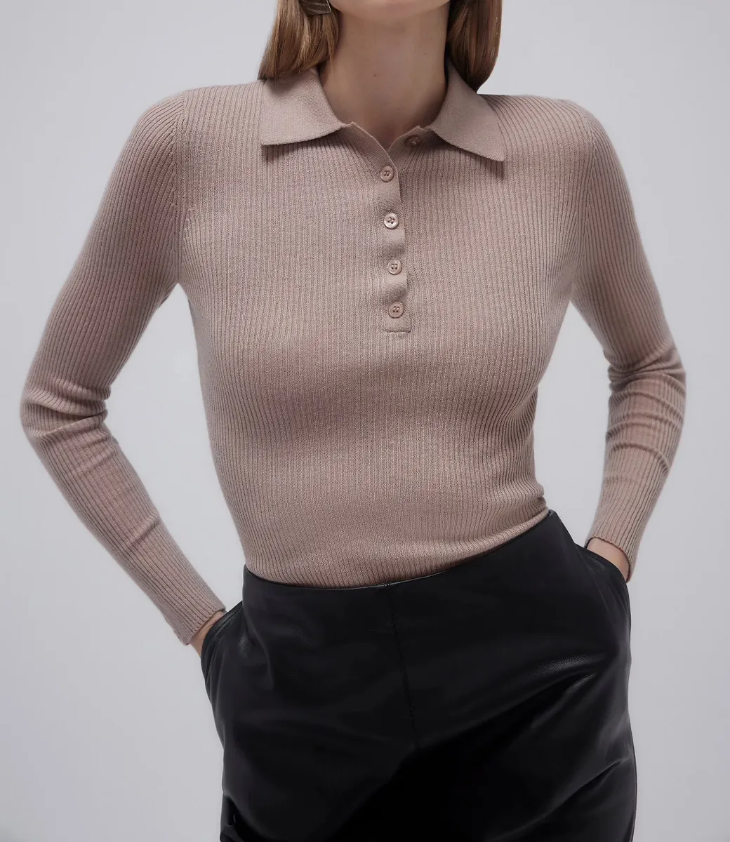 Karen Millen  |Casual Style Wool Rib Street Style Long Sleeves Plain