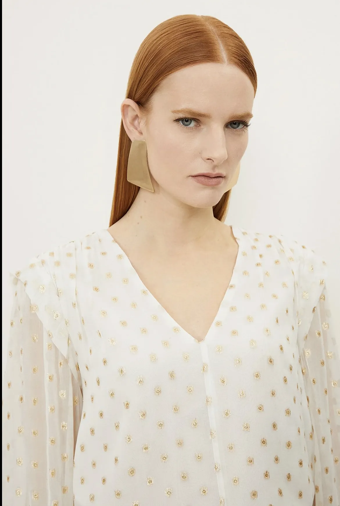 Karen Millen  |Dots Casual Style Blended Fabrics Long Sleeves Party Style