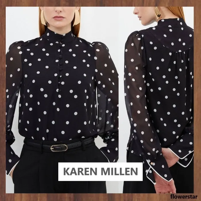 Karen Millen  |Dots Casual Style Long Sleeves Party Style Office Style