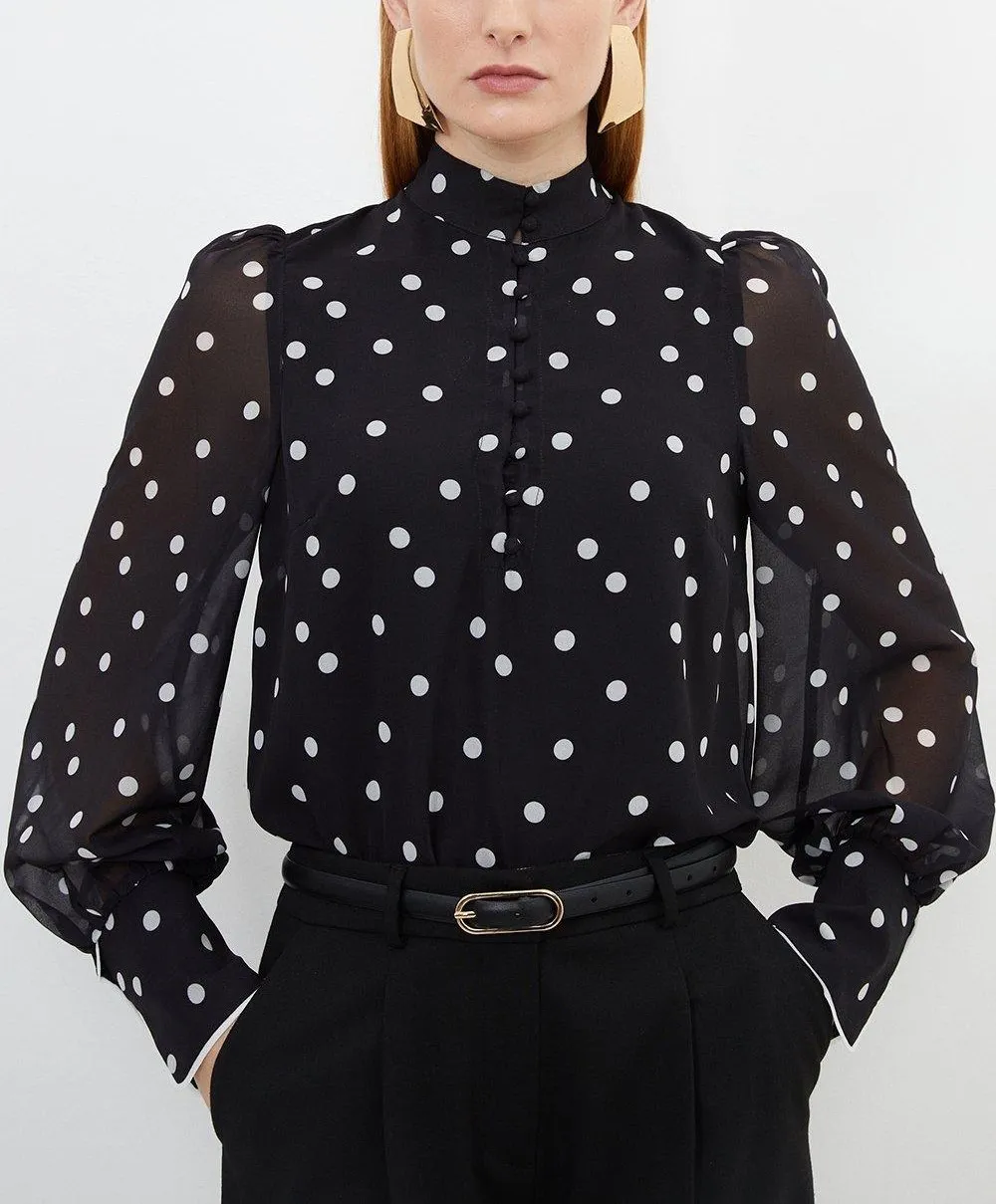 Karen Millen  |Dots Casual Style Long Sleeves Party Style Office Style