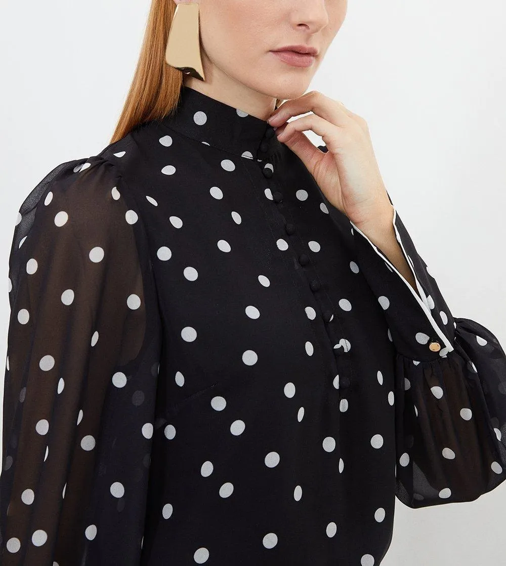 Karen Millen  |Dots Casual Style Long Sleeves Party Style Office Style