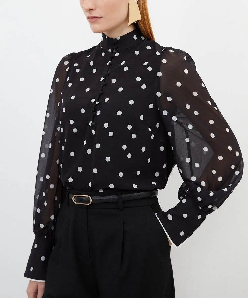 Karen Millen  |Dots Casual Style Long Sleeves Party Style Office Style