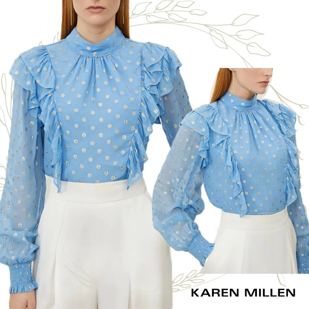 Karen Millen  |Dots Long Sleeves Party Style Elegant Style Formal Style