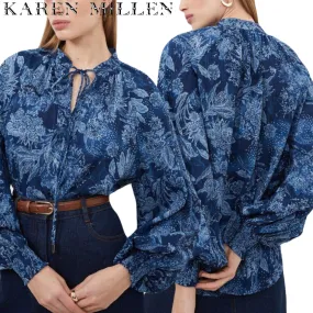 Karen Millen  |Flower Patterns Casual Style Long Sleeves Party Style