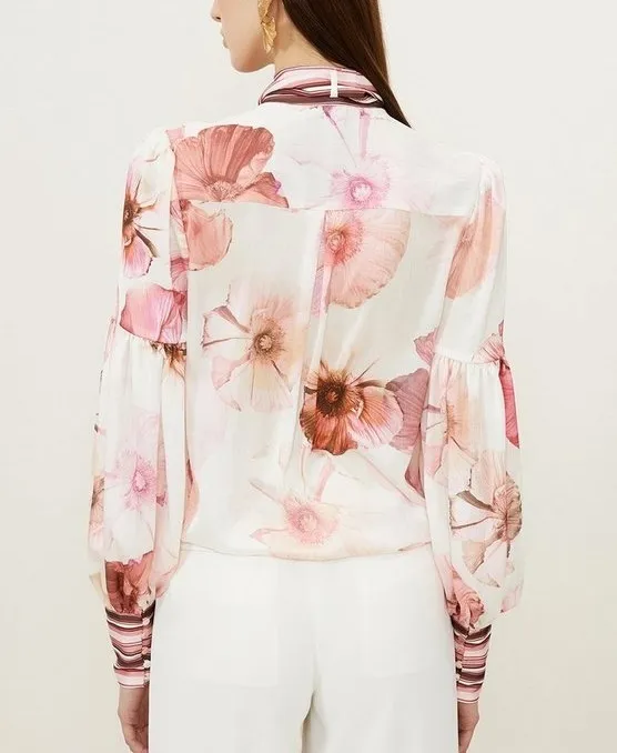 Karen Millen  |Flower Patterns Long Sleeves Party Style Elegant Style