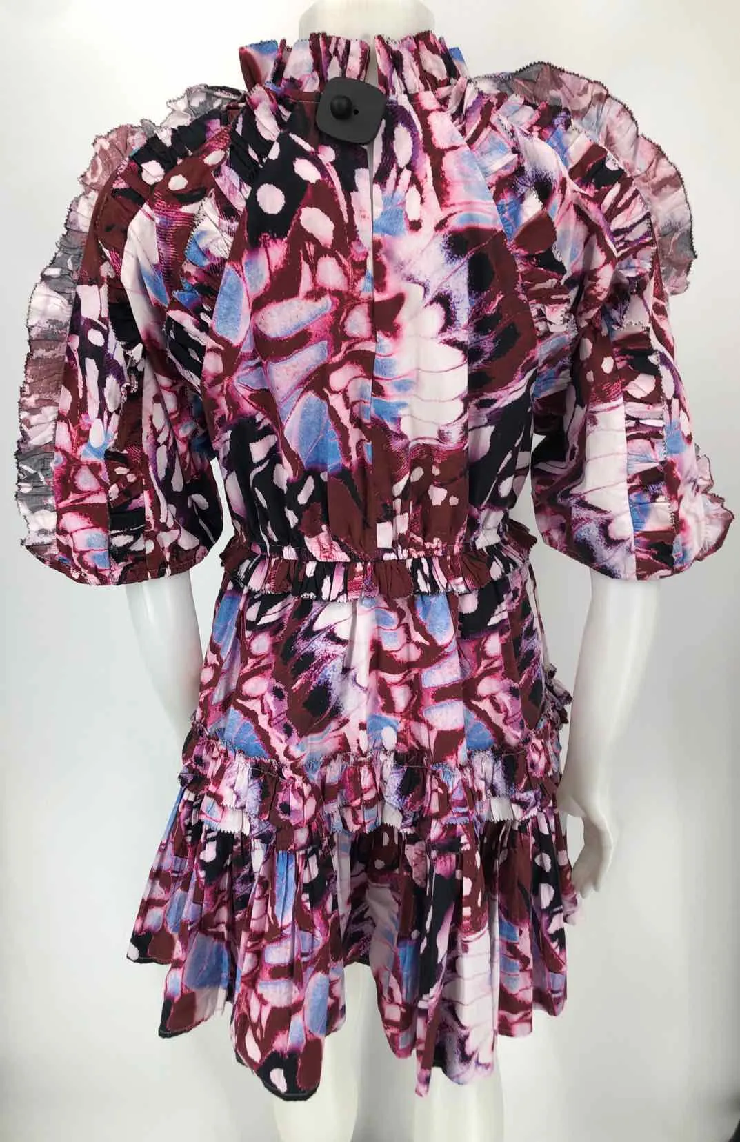 KAREN MILLEN Pink Multi-Color Print Short Sleeves Size 10  (M) Dress