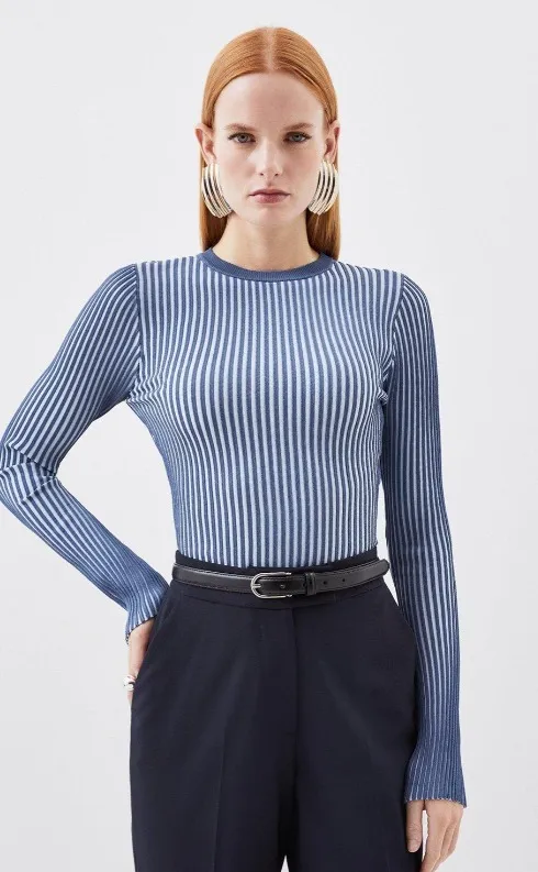 Karen Millen  |Stripes Casual Style Long Sleeves Elegant Style