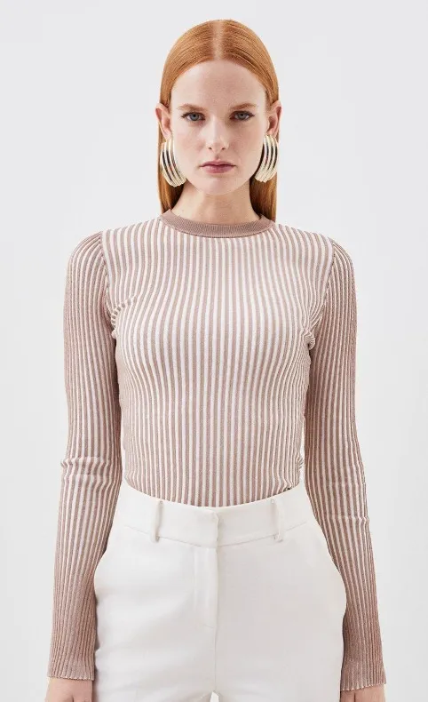 Karen Millen  |Stripes Casual Style Long Sleeves Elegant Style