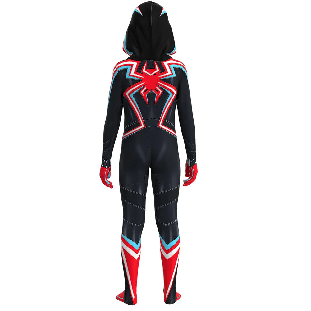 Kids Spiderman Miles Morales 2099 Suit Bodysuit Cosplay Costume Outfits Halloween Carnival Suit