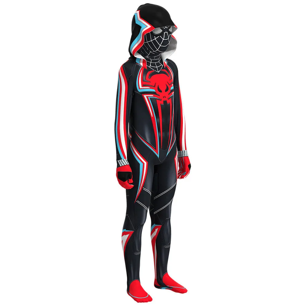 Kids Spiderman Miles Morales 2099 Suit Bodysuit Cosplay Costume Outfits Halloween Carnival Suit