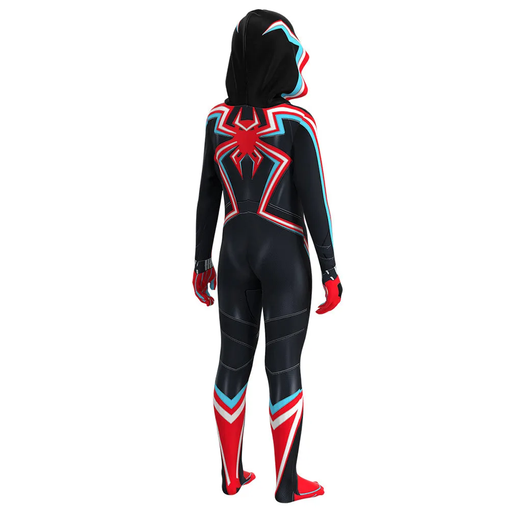 Kids Spiderman Miles Morales 2099 Suit Bodysuit Cosplay Costume Outfits Halloween Carnival Suit