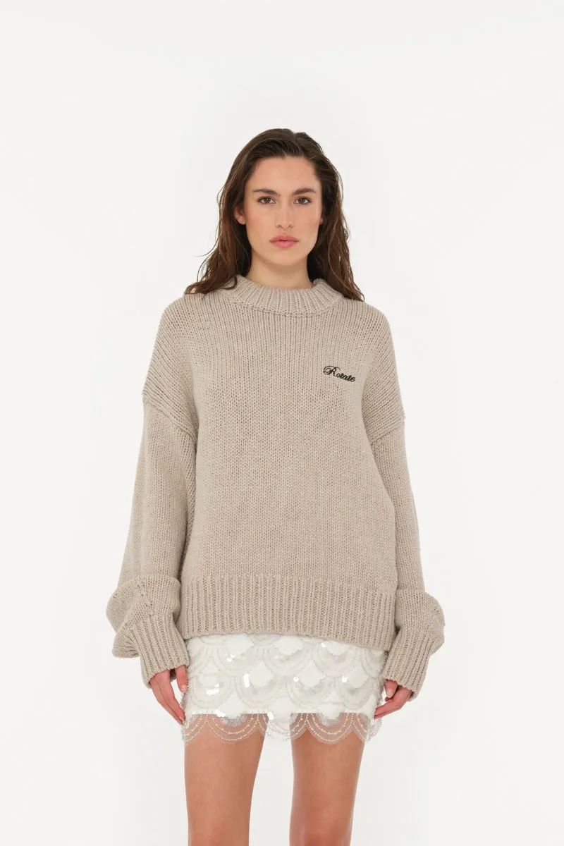 KNIT CREWNECK SWEATER BEIGE - ROTATE