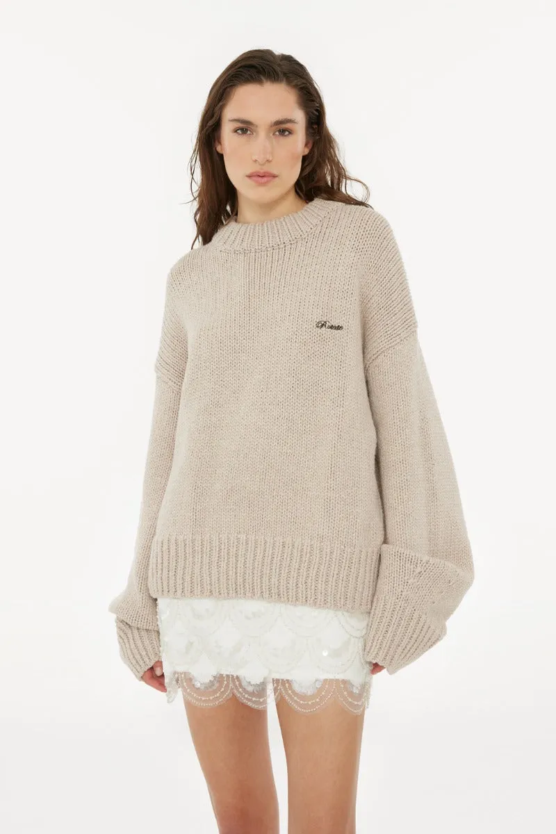 KNIT CREWNECK SWEATER BEIGE - ROTATE