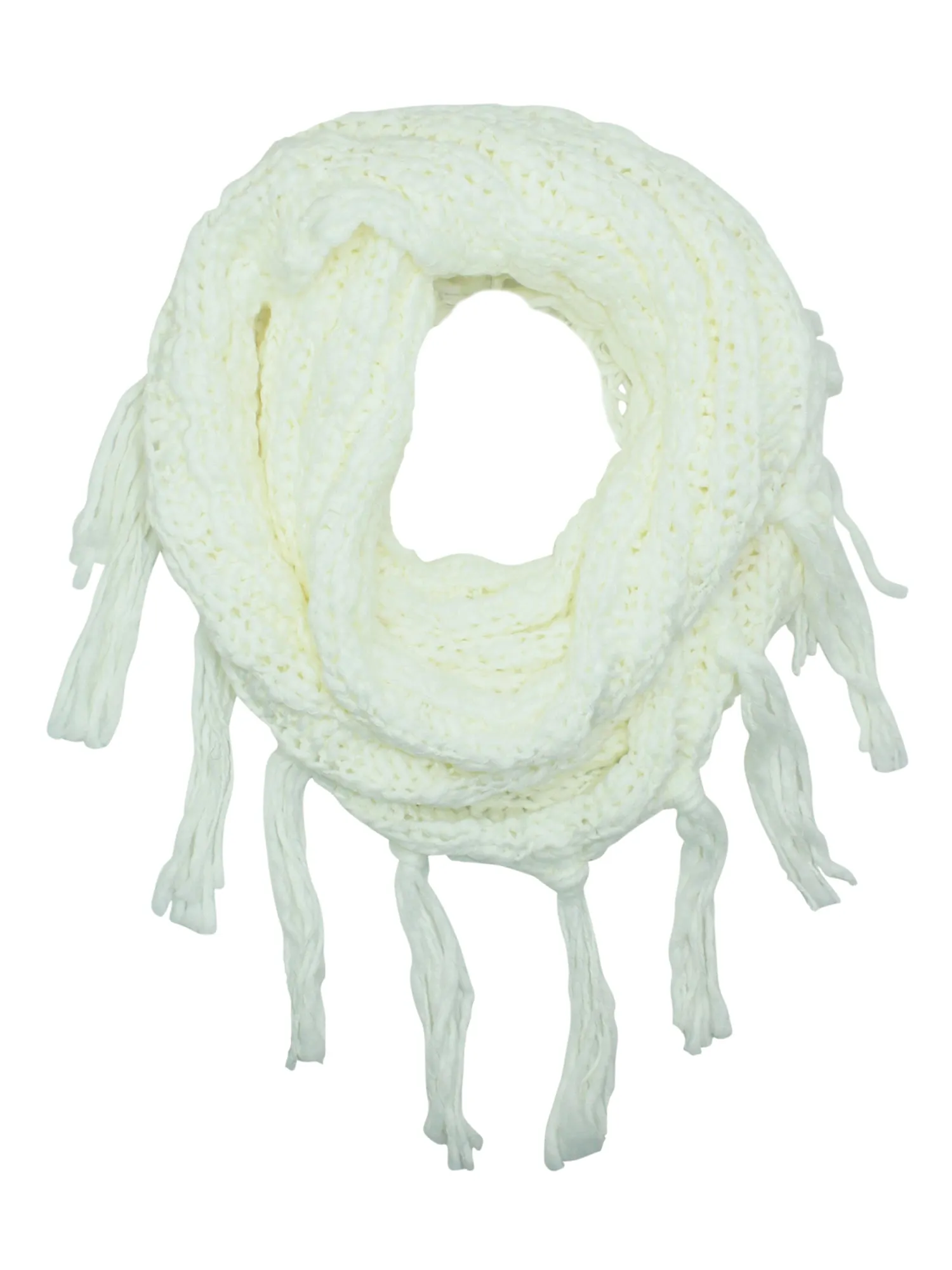 Knit Infinity Scarf With Draping Fringe