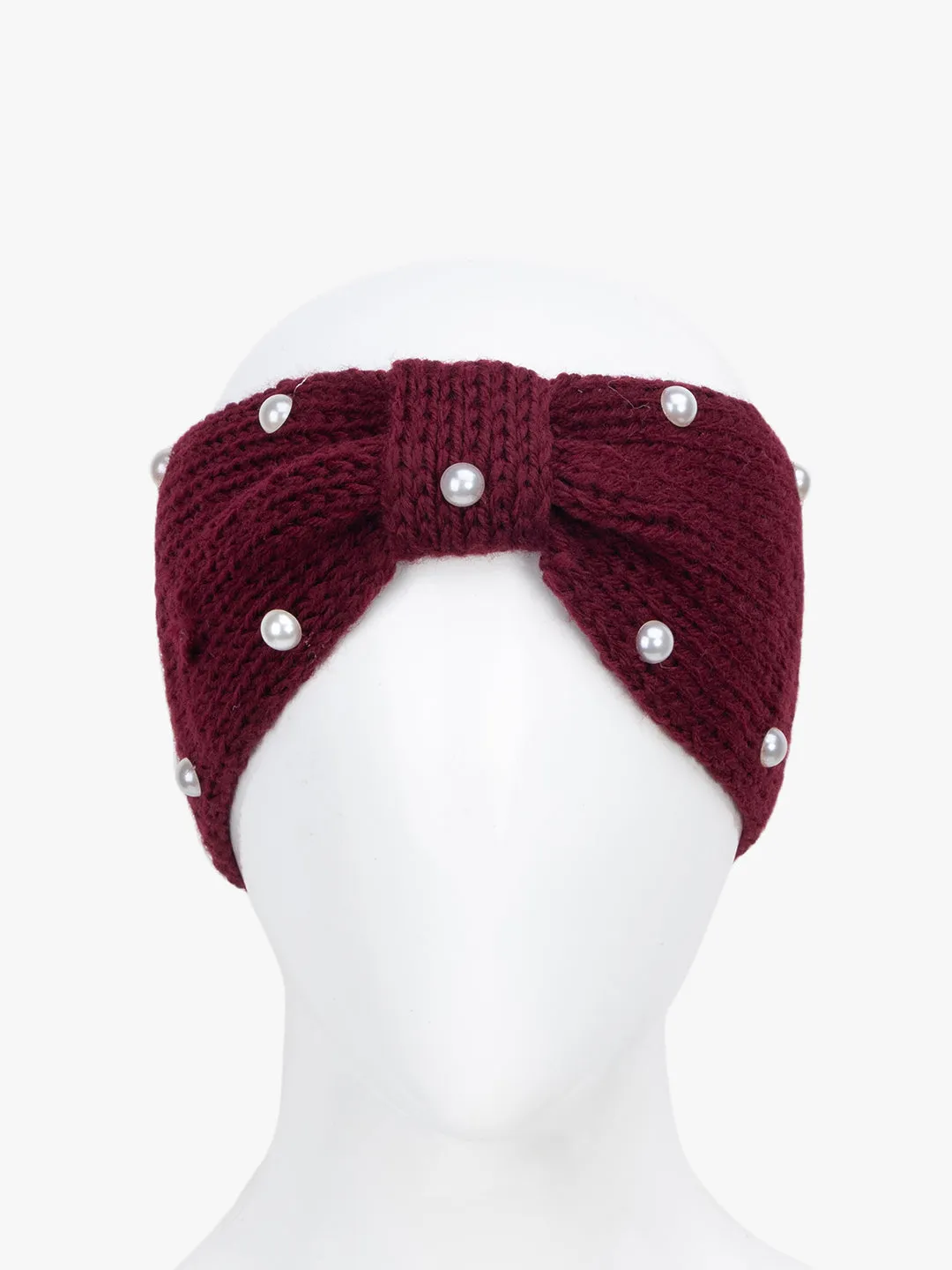 Knitted Beanie With Beads Detailing