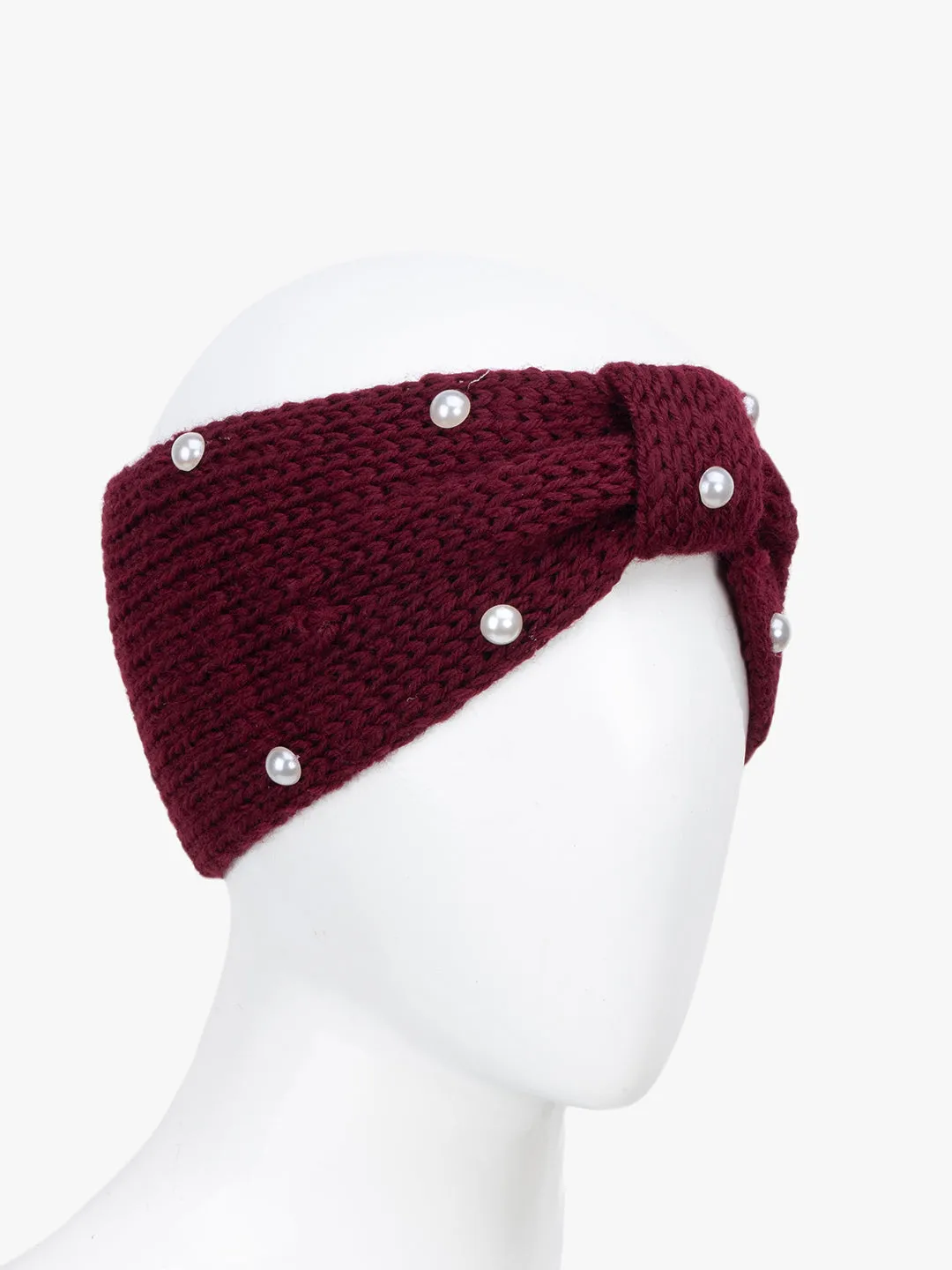 Knitted Beanie With Beads Detailing