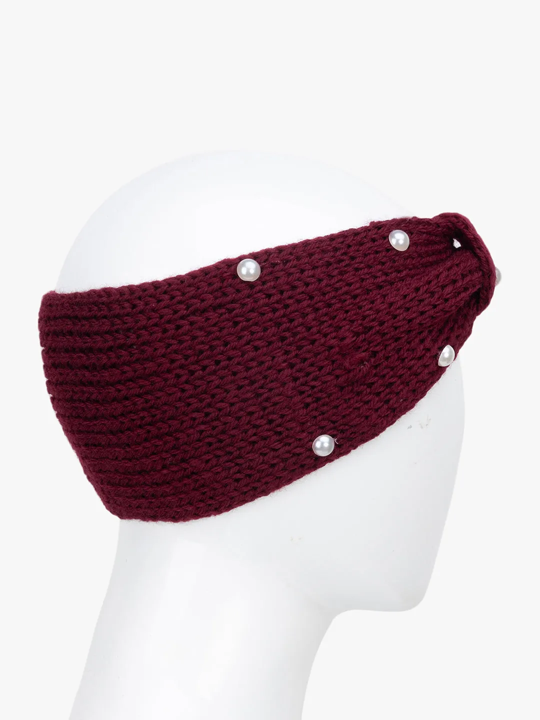 Knitted Beanie With Beads Detailing