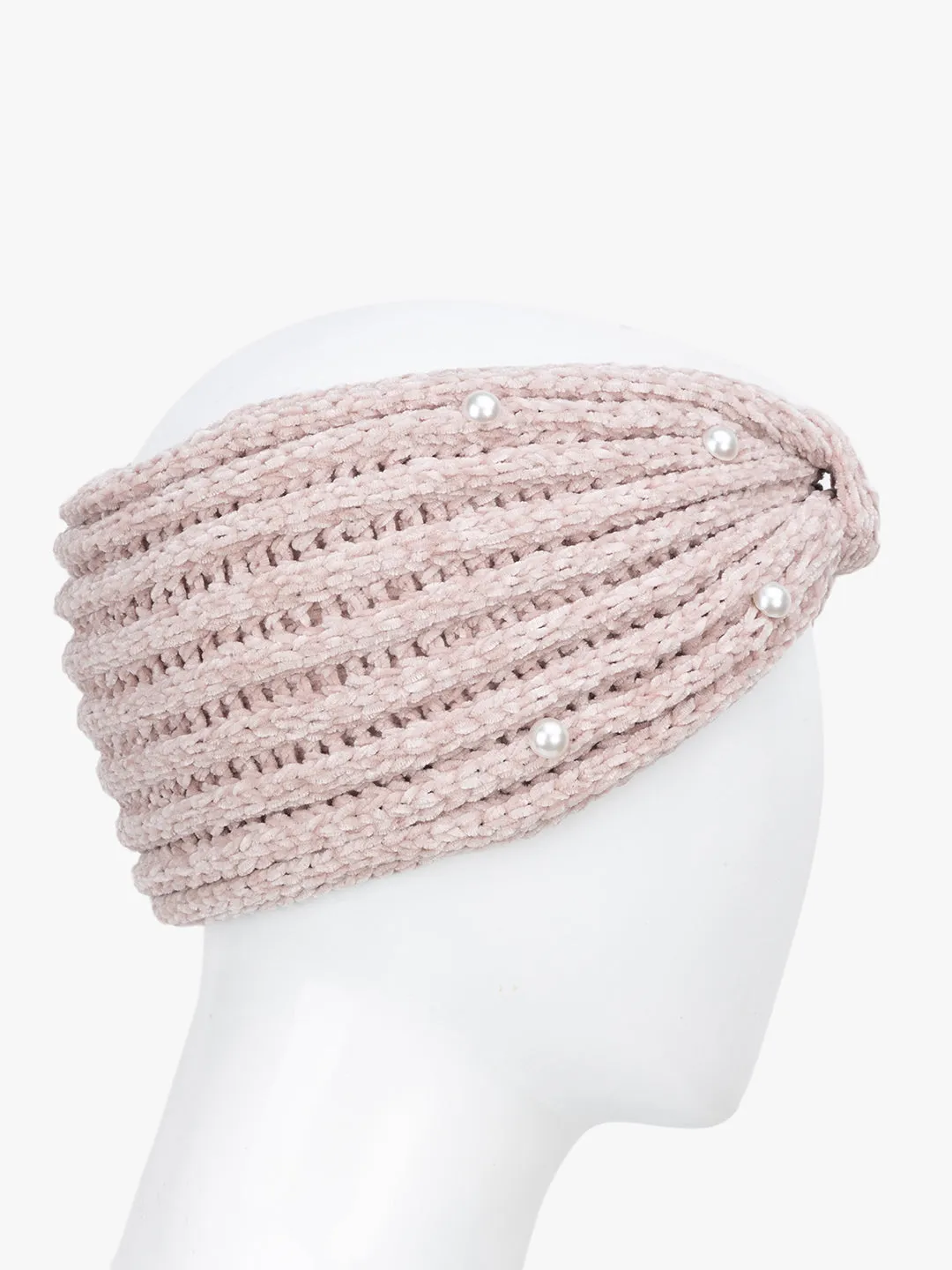 Knitted Headband With Beads Detailing