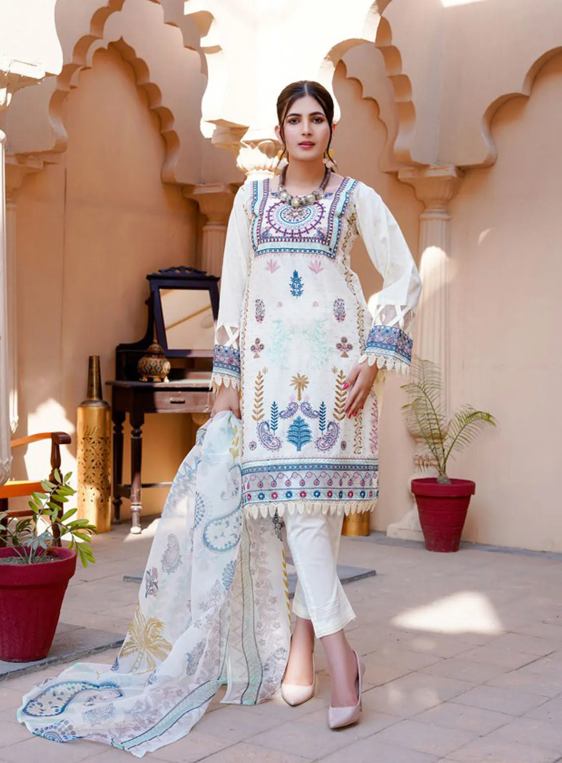 Koh-E-Noor By Noorjahan Premium Embroidered Lawn 3 Piece Unstitched Suit NJ24KN PEL D-11