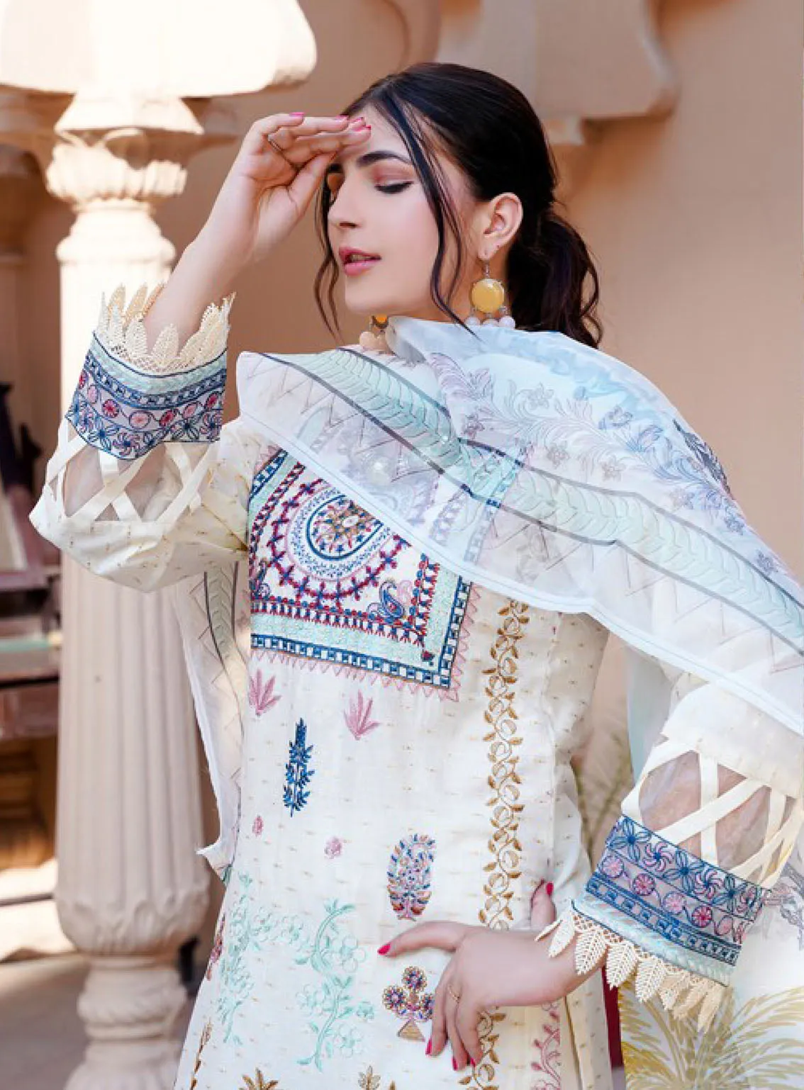 Koh-E-Noor By Noorjahan Premium Embroidered Lawn 3 Piece Unstitched Suit NJ24KN PEL D-11