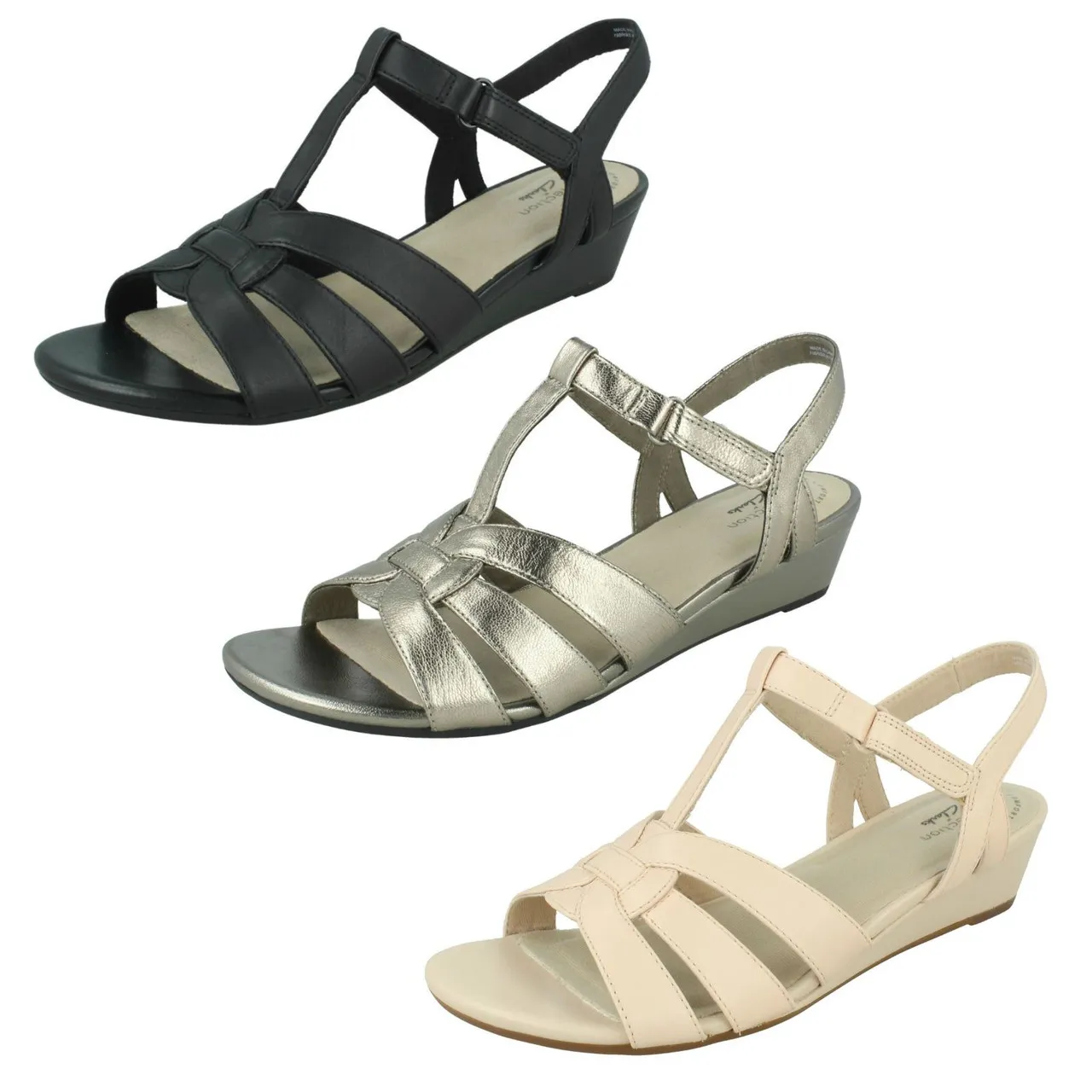 Ladies Clarks T-Bar Summer Sandals Abigail Daisy