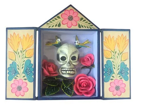 Large Flower Skull Day of the Dead Retablo