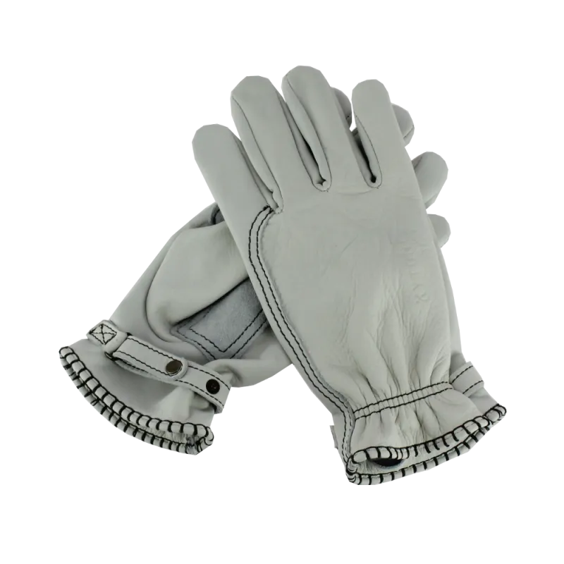 Leather Gloves, CE motorcycle approved, White