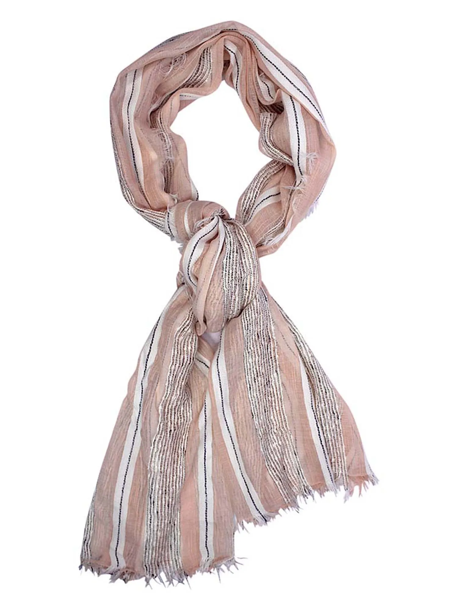 Lightweight Scarf With Bold Knit & Frayed Fringe