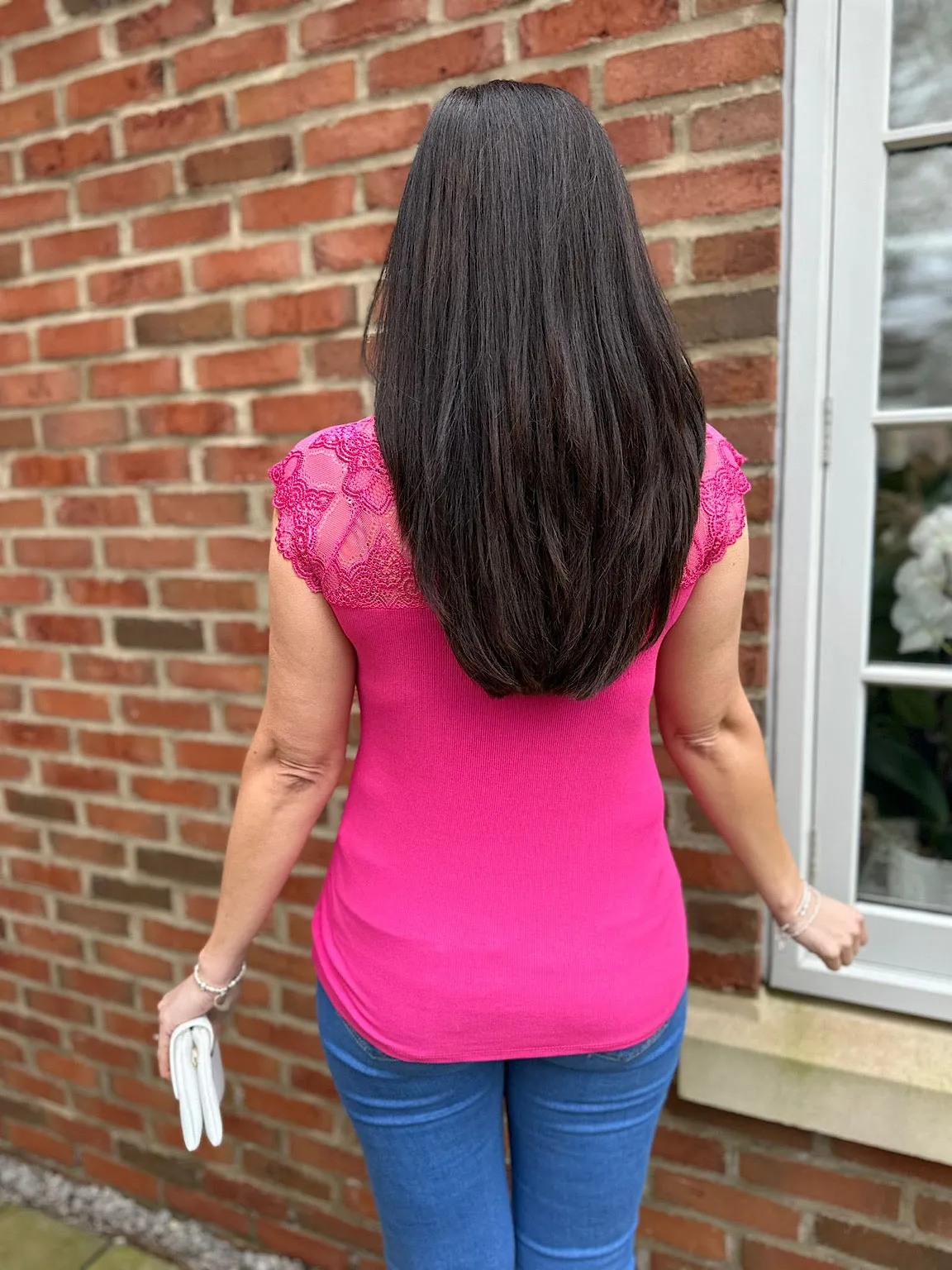 Lipstick Pink Delicate Lace Top Ruby