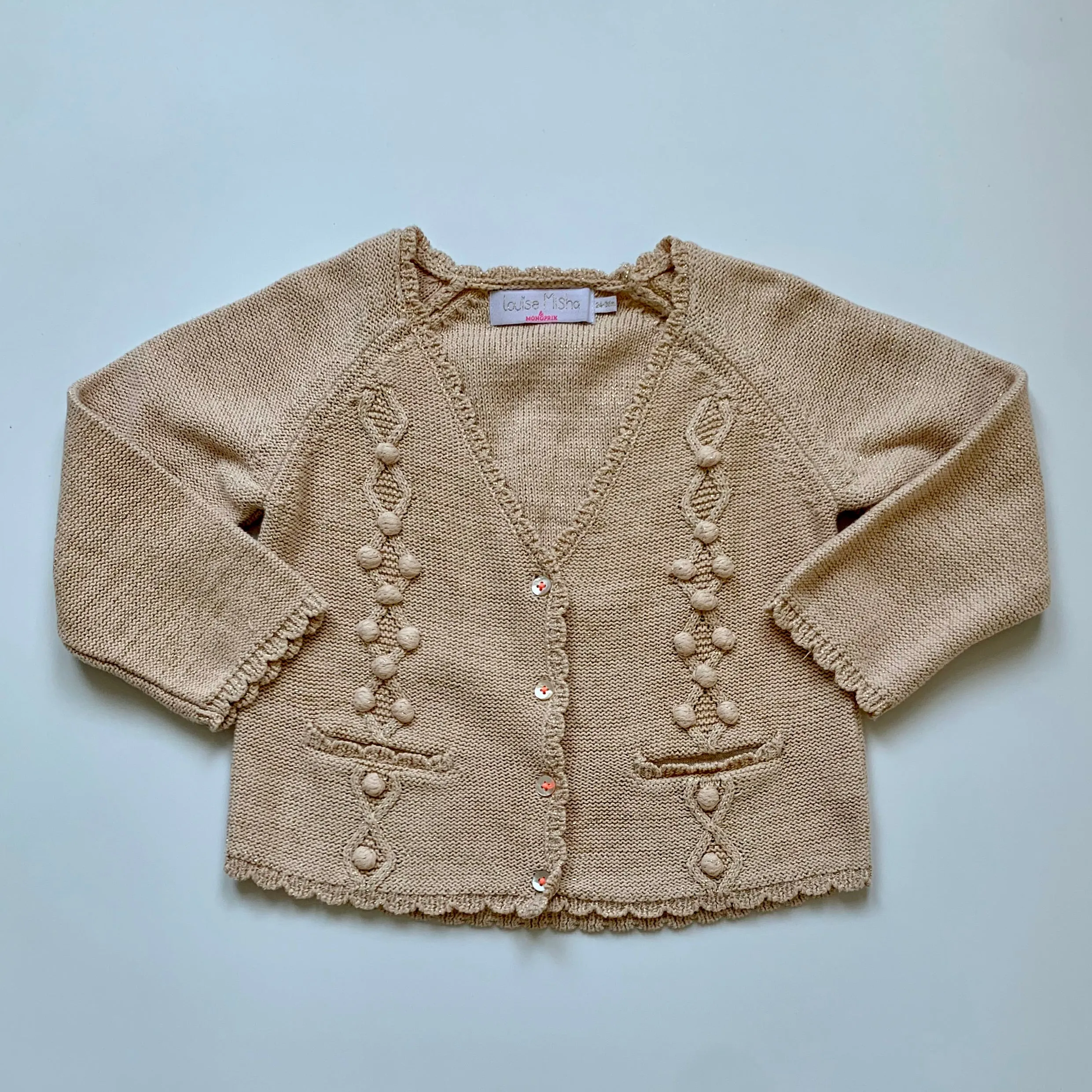 Louise Misha x Monoprix Gold Flecked Cardigan: 24-36 Months