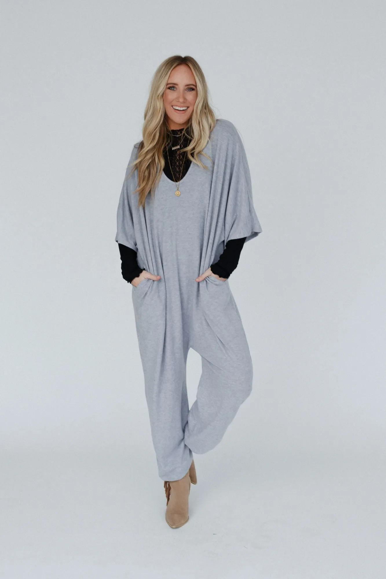 Lovely As Ever Harem Jumpsuit - Heather Gray