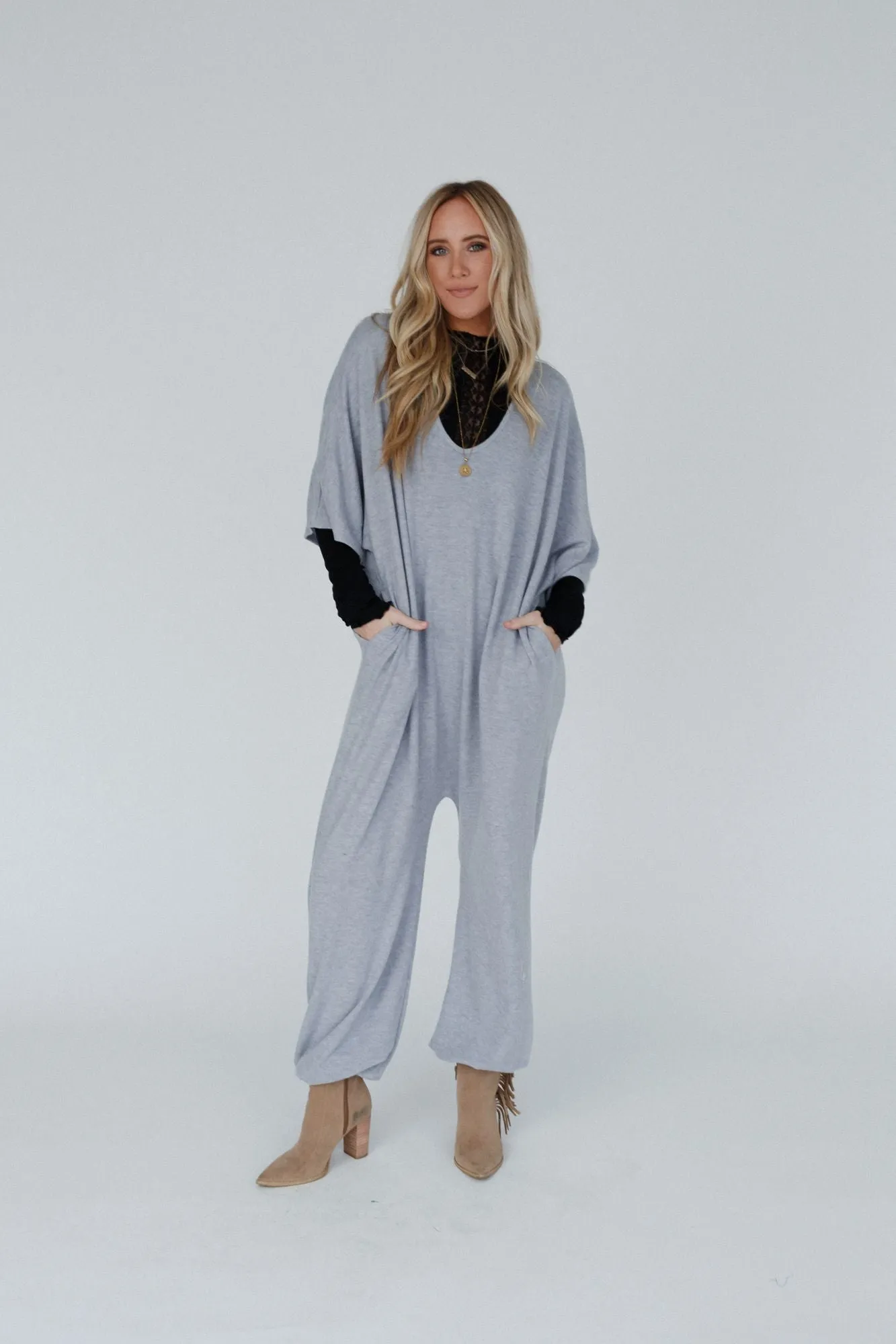 Lovely As Ever Harem Jumpsuit - Heather Gray