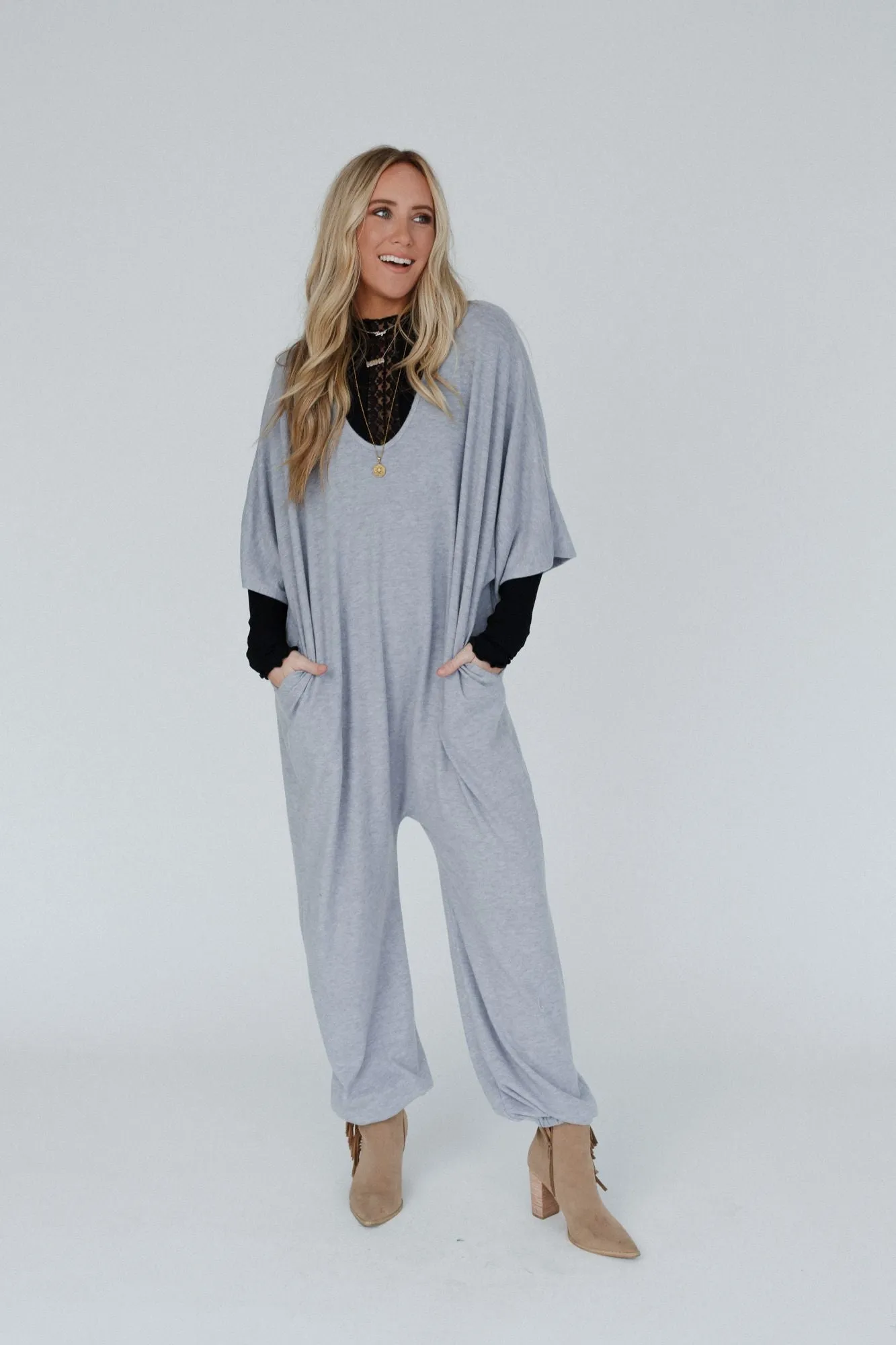 Lovely As Ever Harem Jumpsuit - Heather Gray