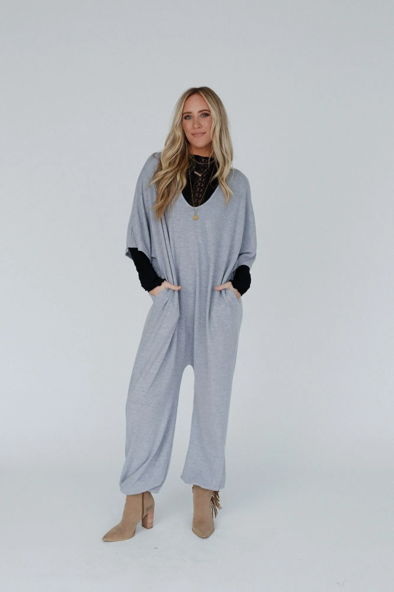 Lovely As Ever Harem Jumpsuit - Heather Gray