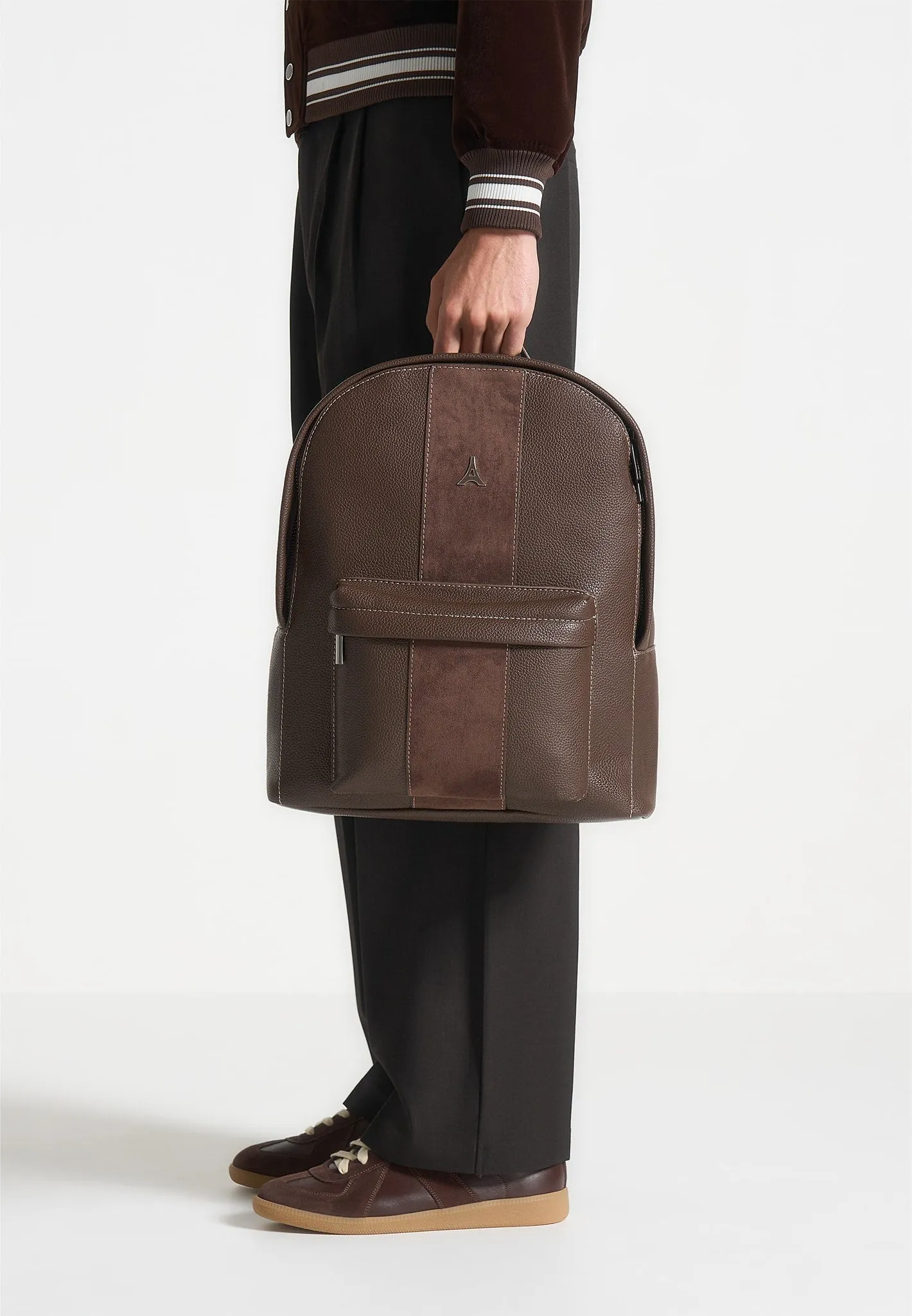 Lyon Suede Panel Backpack - Brown