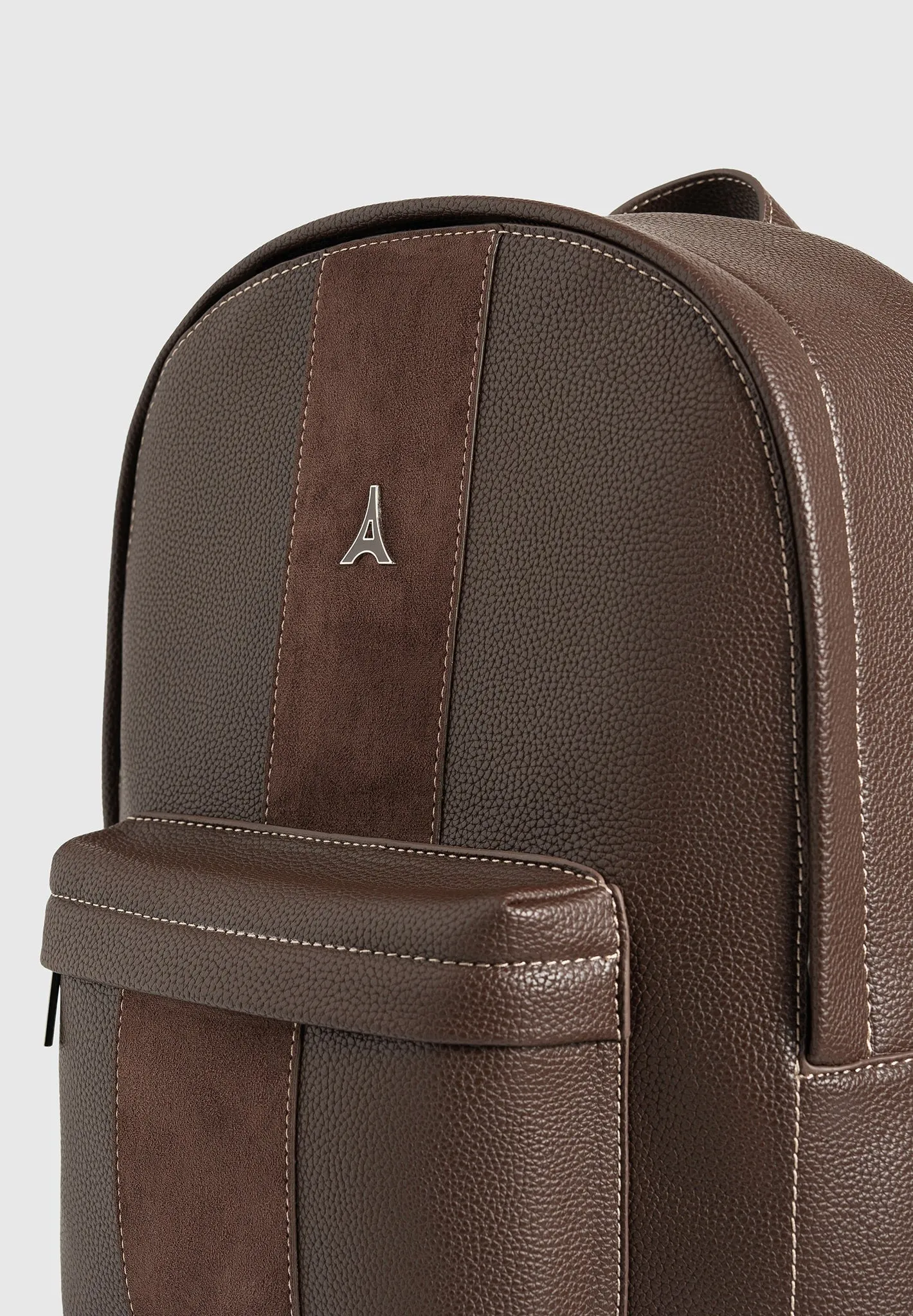 Lyon Suede Panel Backpack - Brown