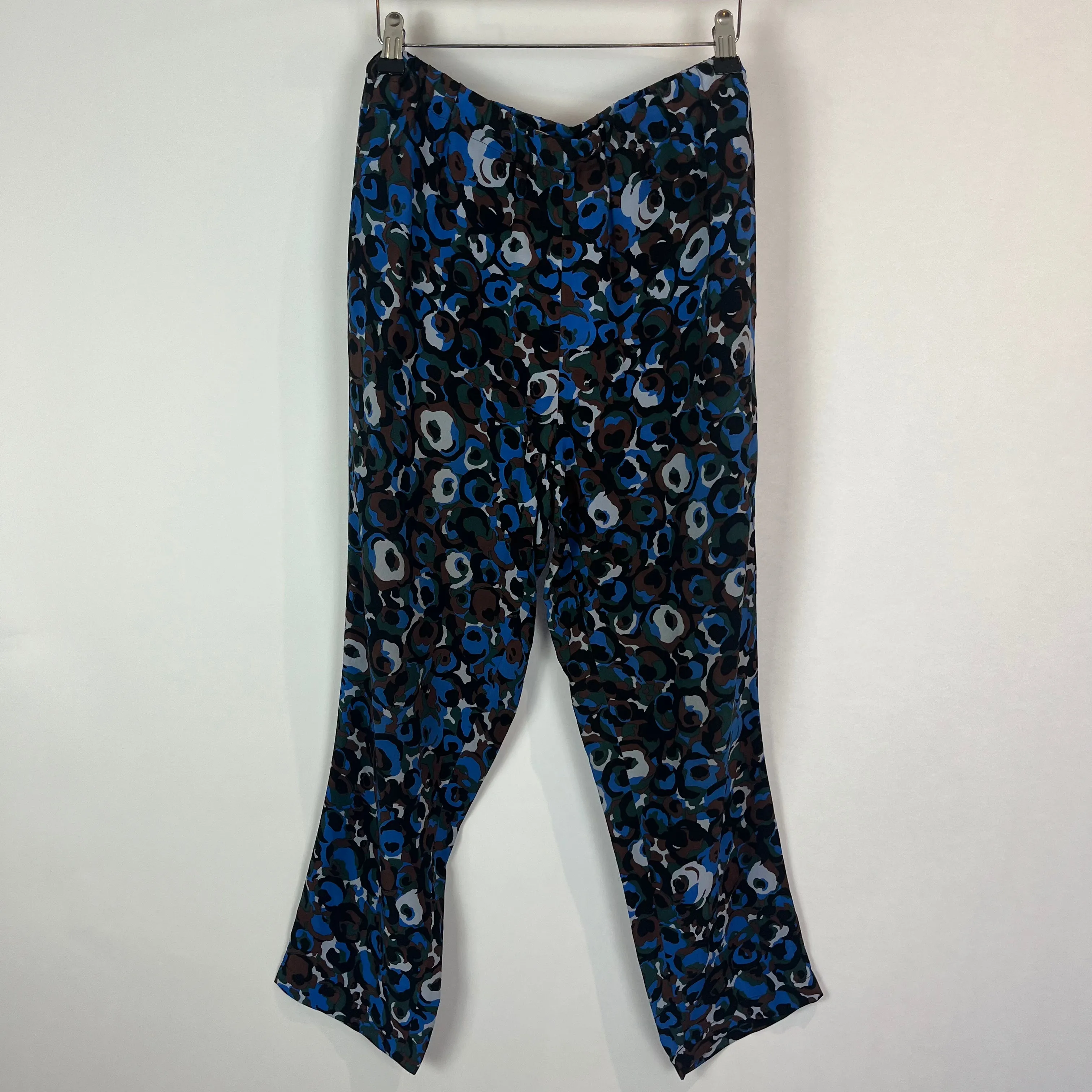 Marni Cobalt & Teal Print Silk Pull-On Pants XS