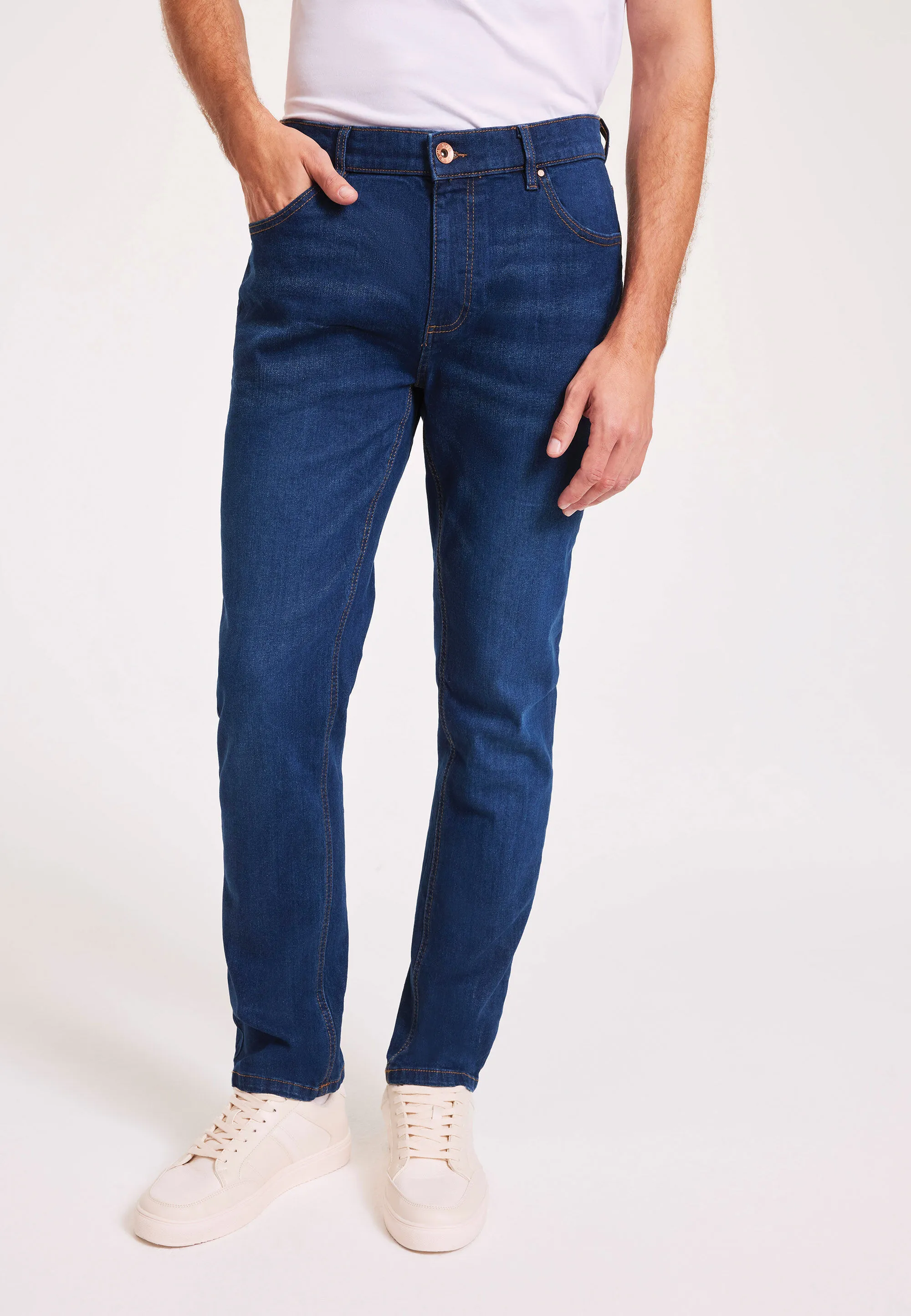 Mens Dark Blue Stretch Slim Jeans