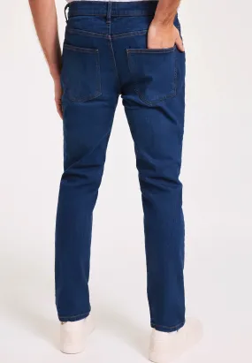 Mens Dark Blue Stretch Slim Jeans