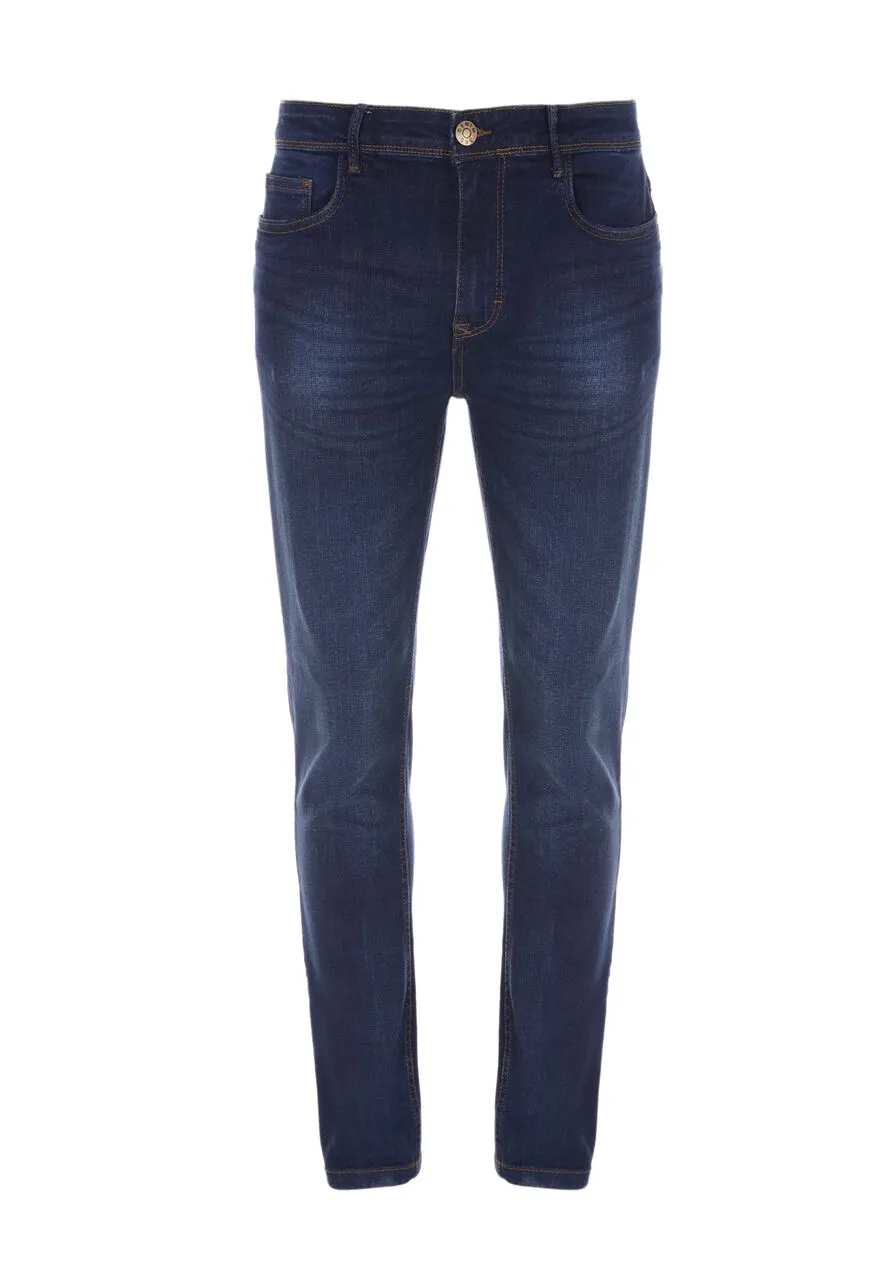 Mens Dark Blue Stretch Slim Jeans