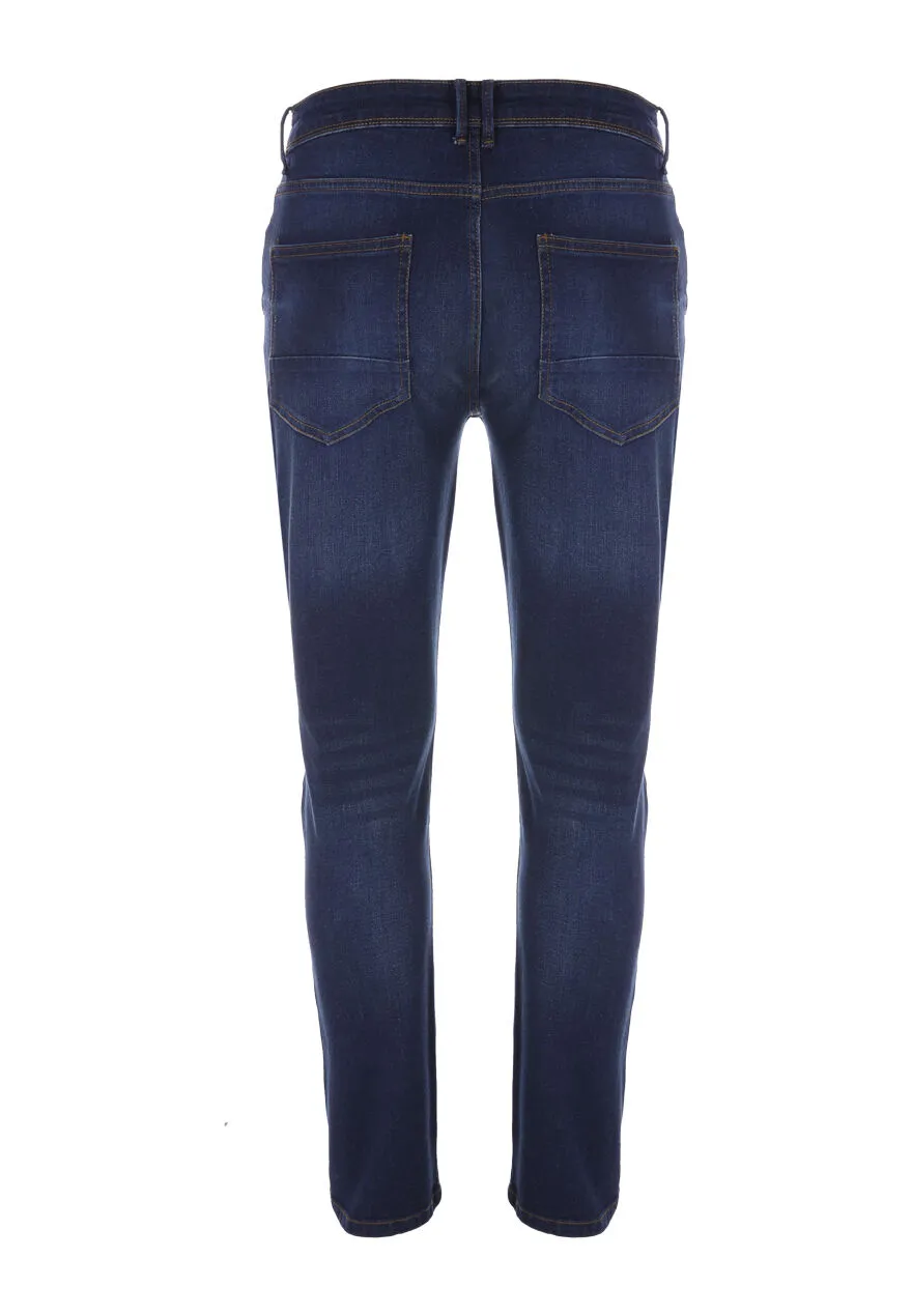 Mens Dark Blue Stretch Slim Jeans