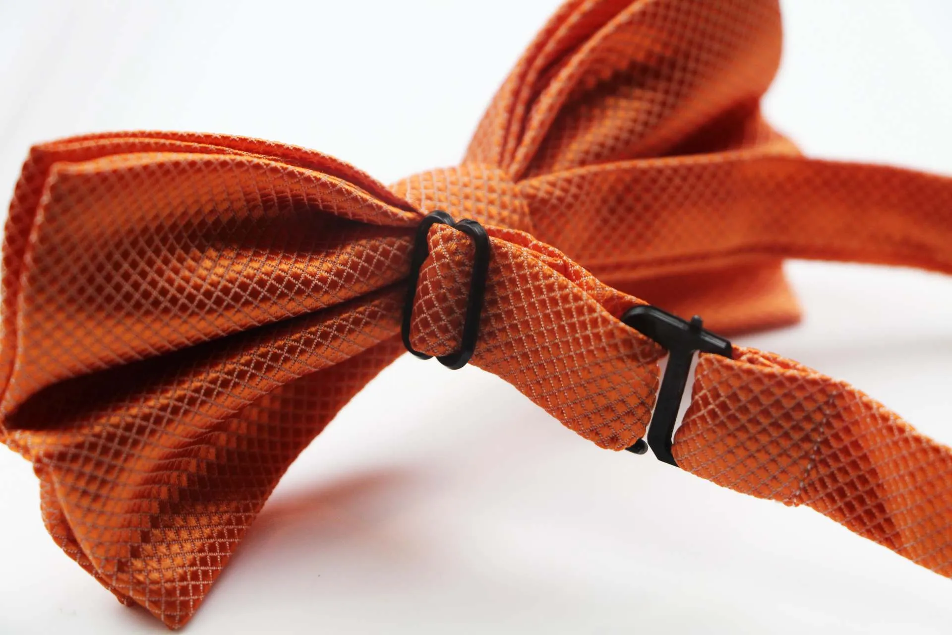 Mens Orange Plain Coloured Checkered Bow Tie